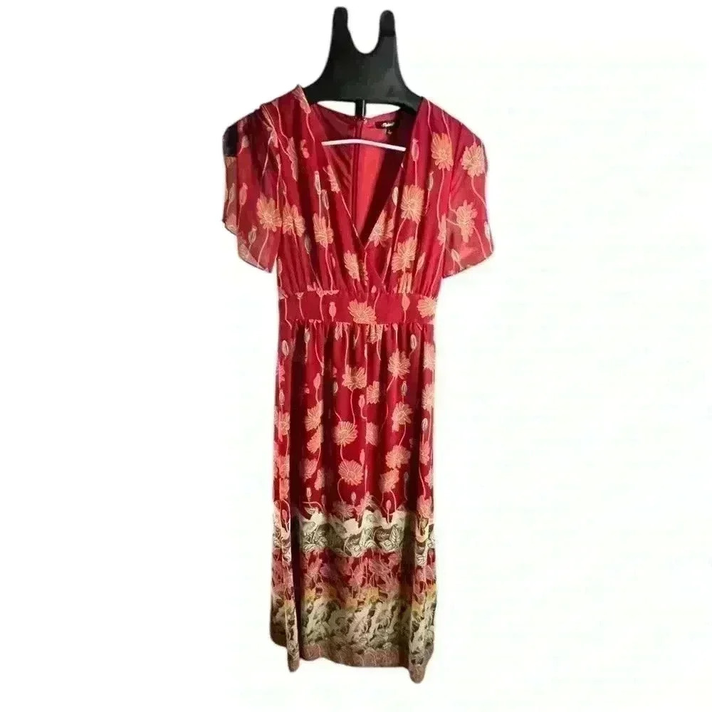 NWOT Madewell Women’s short-sleeve flowery maxi size 0 small